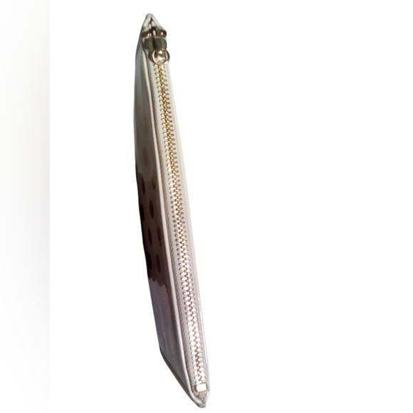 Kate Spade New York Gold Polka Dot Zip Pouch Clutch Bag 8 1/2 x 5 5/8 - Picture 3 of 6